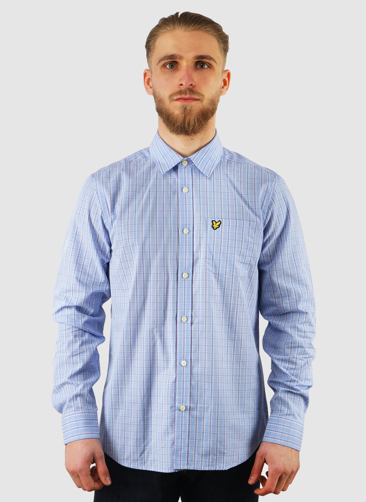 Grid Check Hemd - Chalk Blue