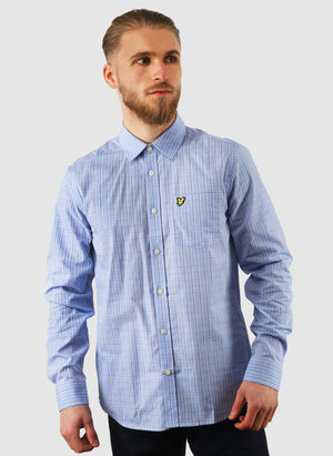 Grid Check Hemd - Chalk Blue
