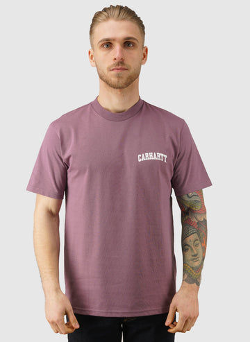 University Script T-Shirt - Phlox/White