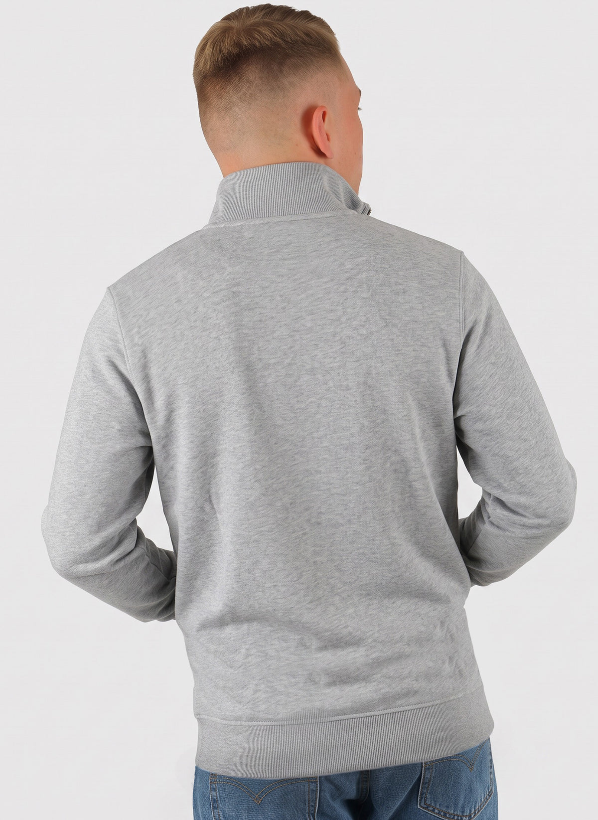 Half Zip Cotton Sweatshirt - Silver Chine
