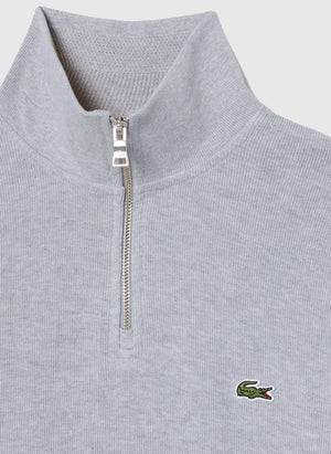 Half Zip Cotton Sweatshirt - Silver Chine