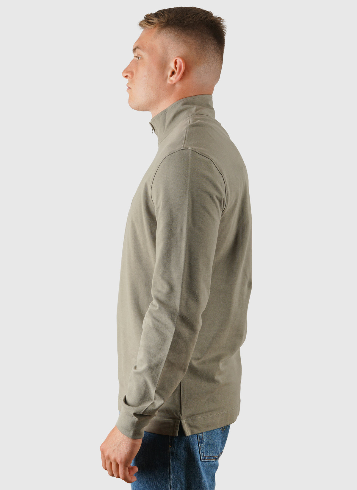 Stretch Piquet 1/2 Zip Long Sleeve Polo - Fallen Rock