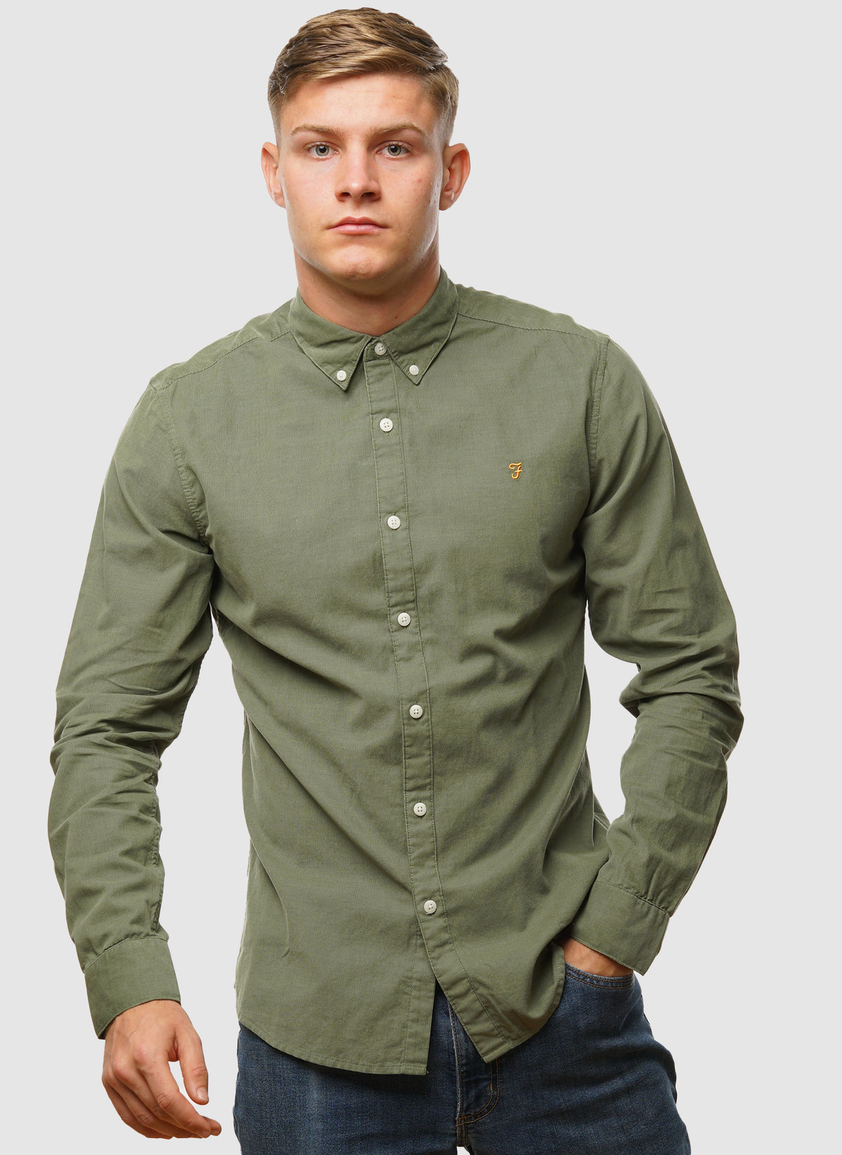Fontella Cord Hemd  - Tarragon Green