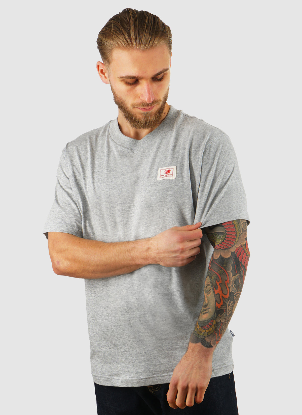 Woven Label T-Shirt - Athletic Grey