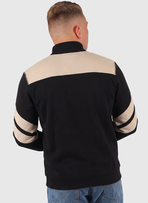 Curved Two Tone Halfzip Sweatshirt - Black/Cream