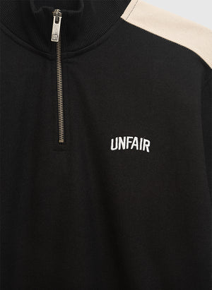 Curved Two Tone Halfzip Sweatshirt - Black/Cream