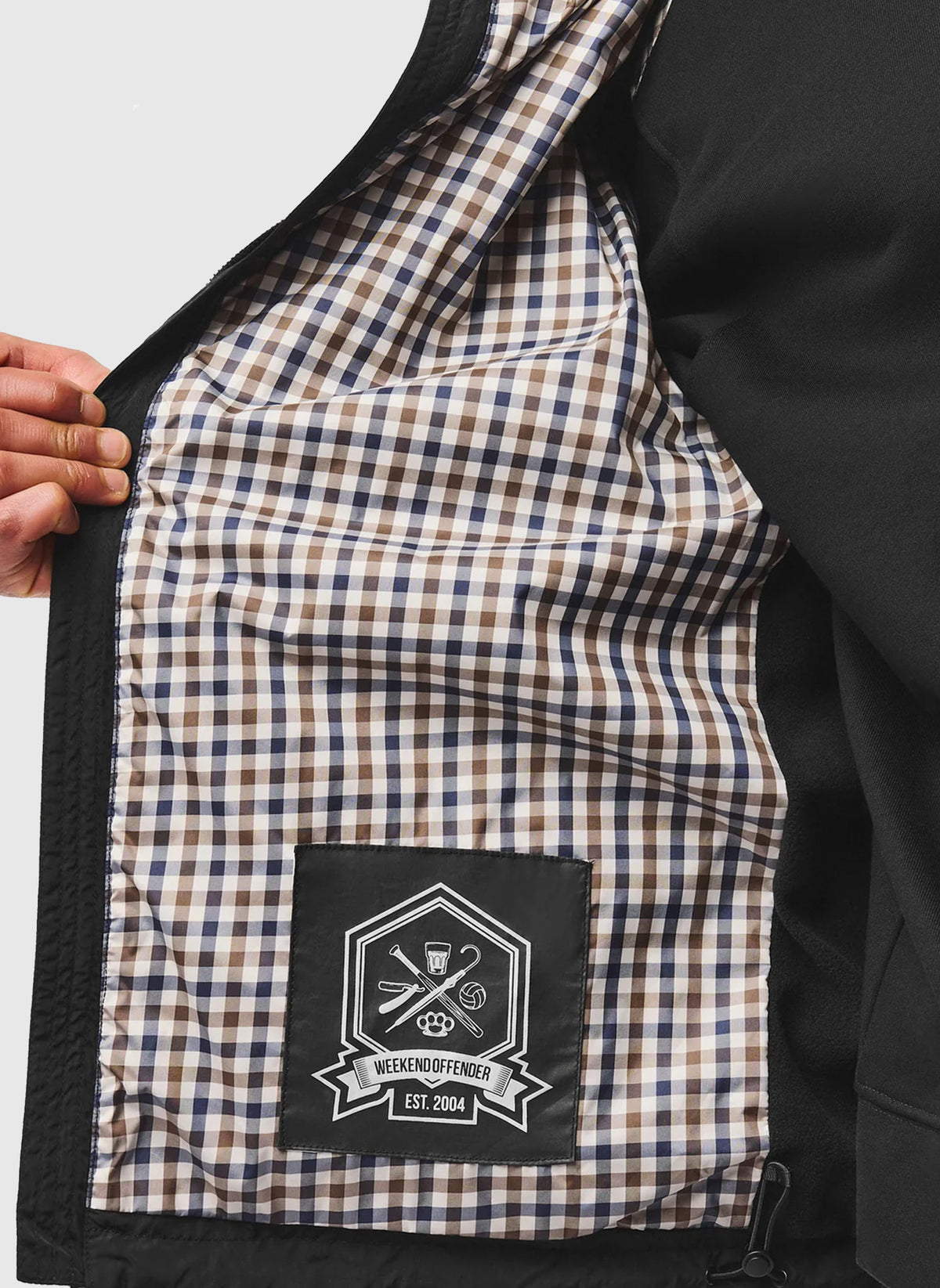 Campania Check Windbreaker Jacket - Black
