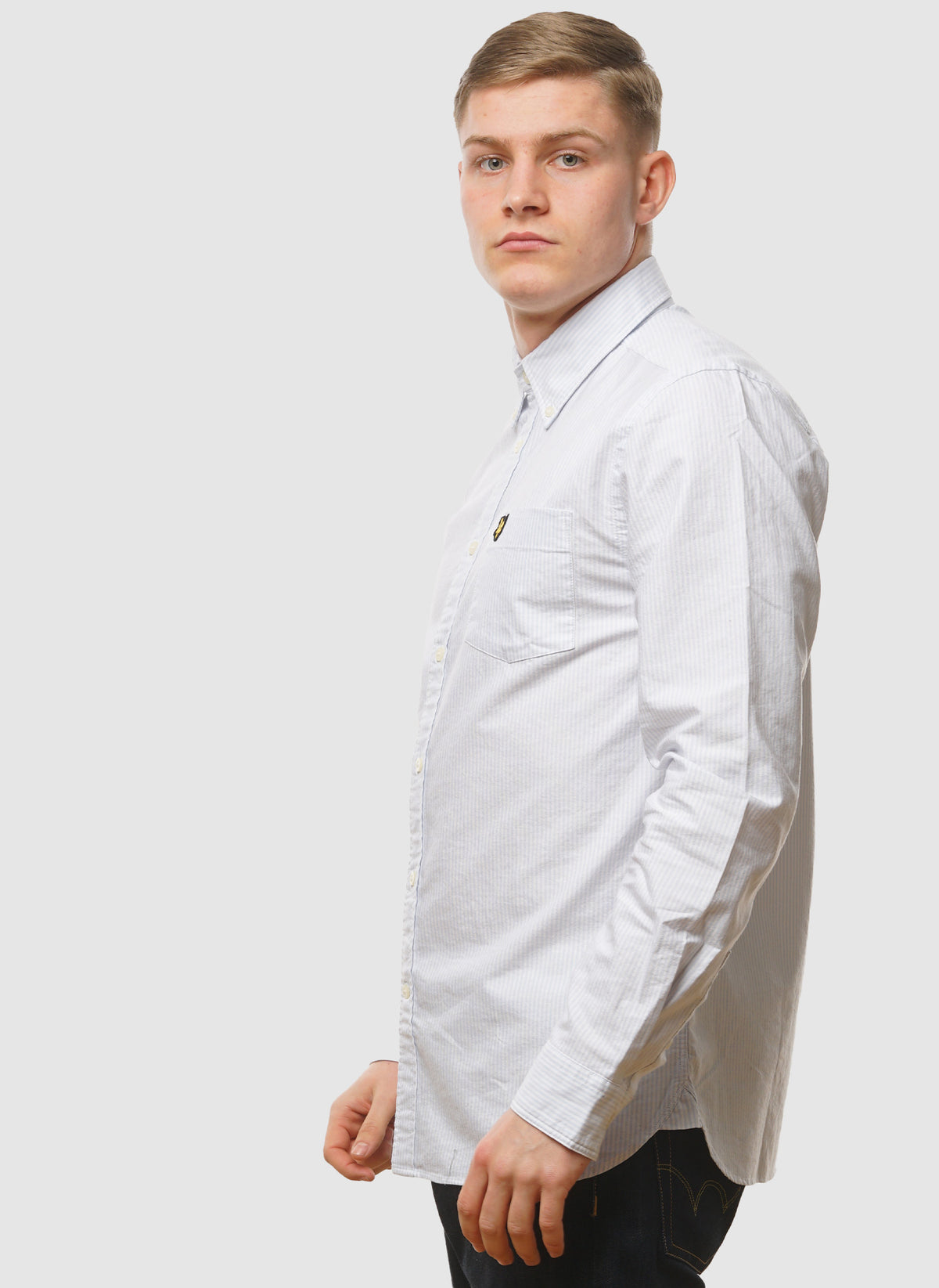 Stripe Oxford Hemd - Light Blue/White