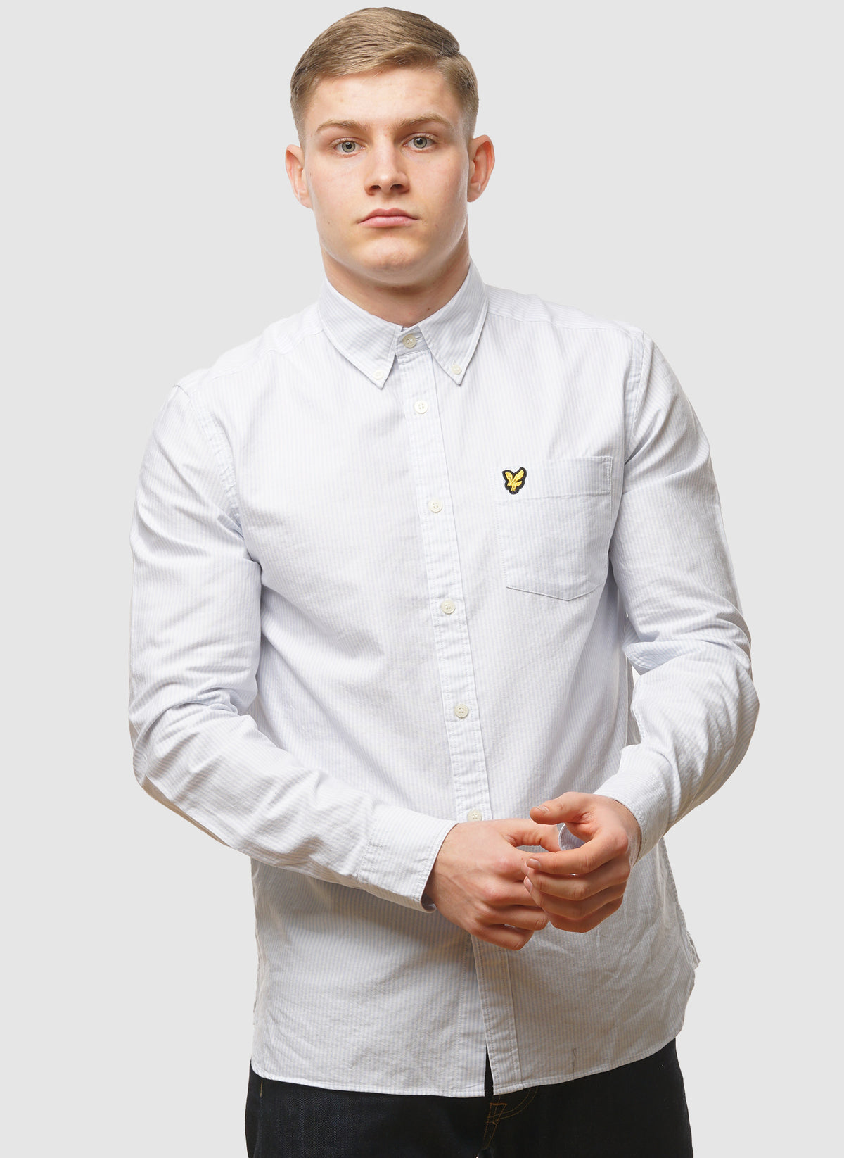 Stripe Oxford Hemd - Light Blue/White