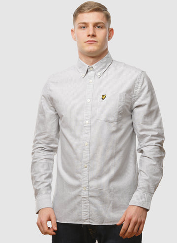 Stripe Oxford Hemd - Gun Metal/White