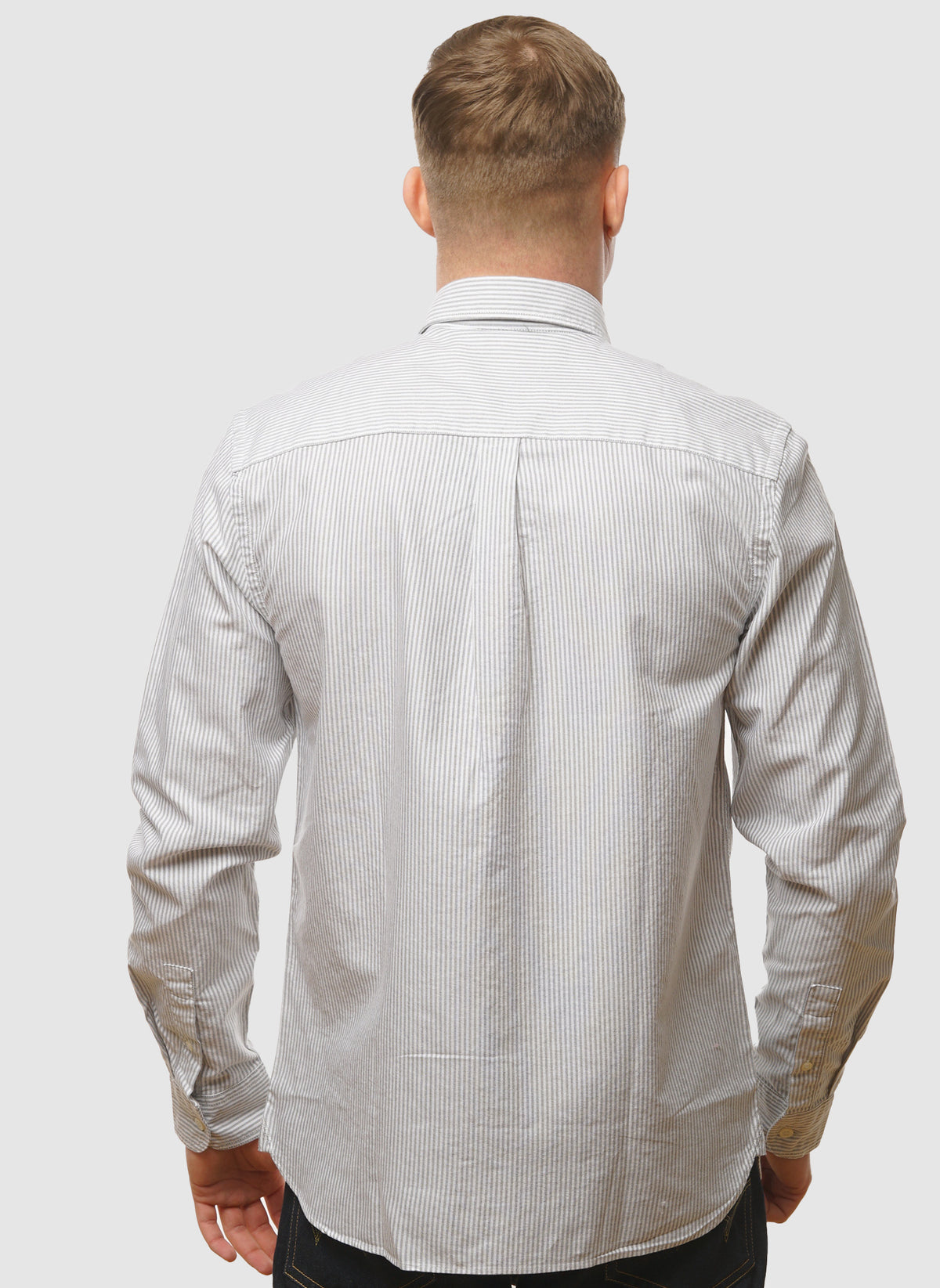 Stripe Oxford Hemd - Gun Metal/White
