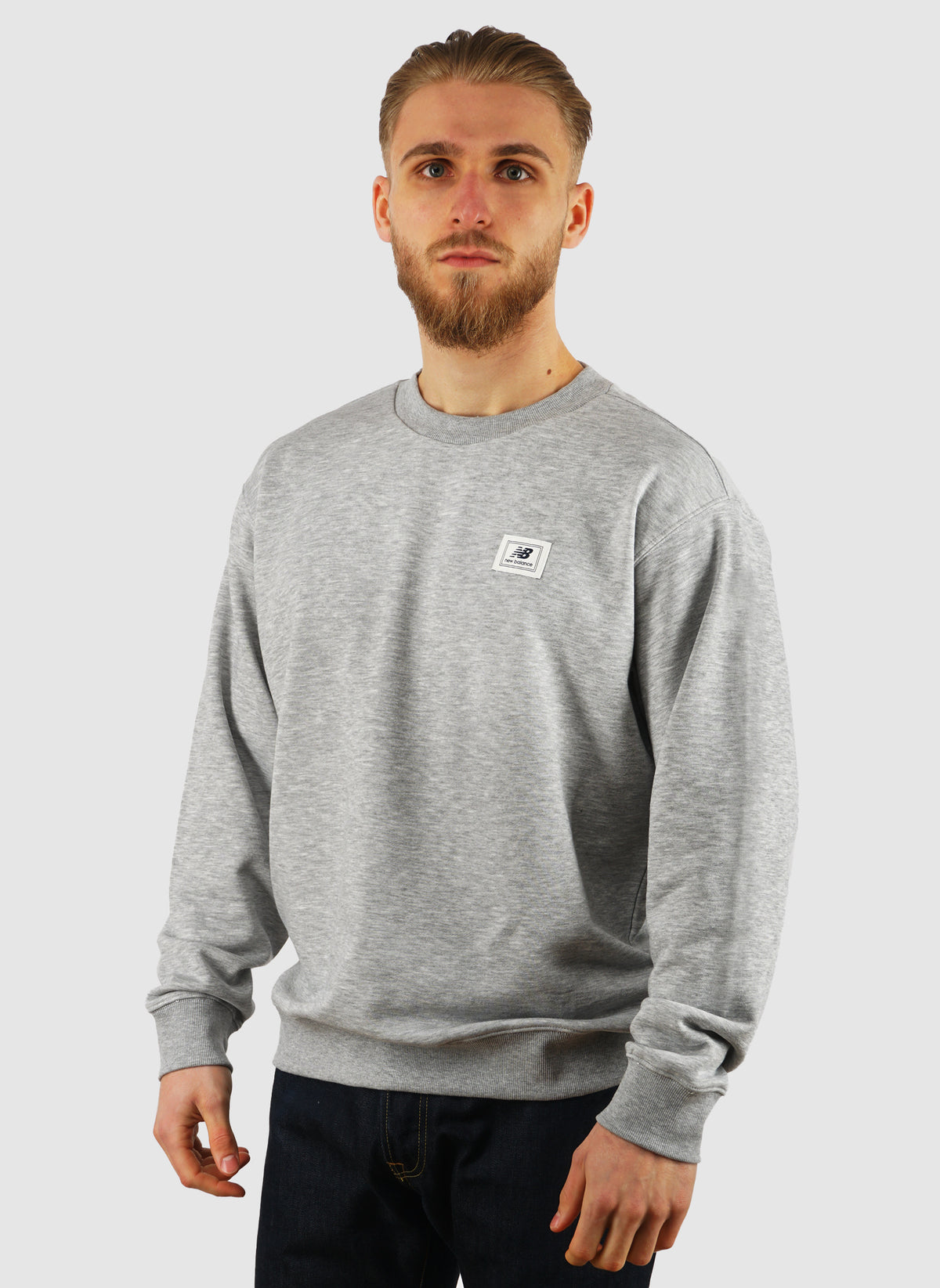 Woven Label Crew Sweatshirt - Grey