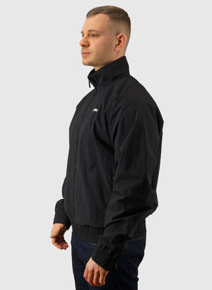 Curved Crushed Nylon Tracktop - Black