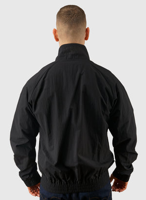 Curved Crushed Nylon Tracktop - Black