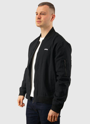 Curved Linen Bomber - Black
