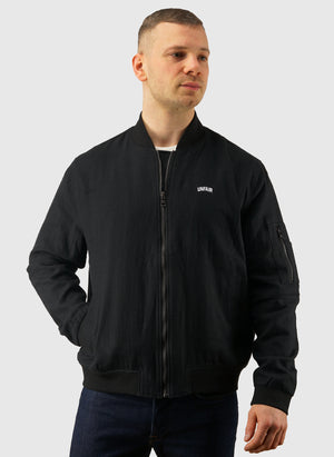 Curved Linen Bomber - Black