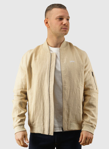 Curved Linen Bomber - Beige