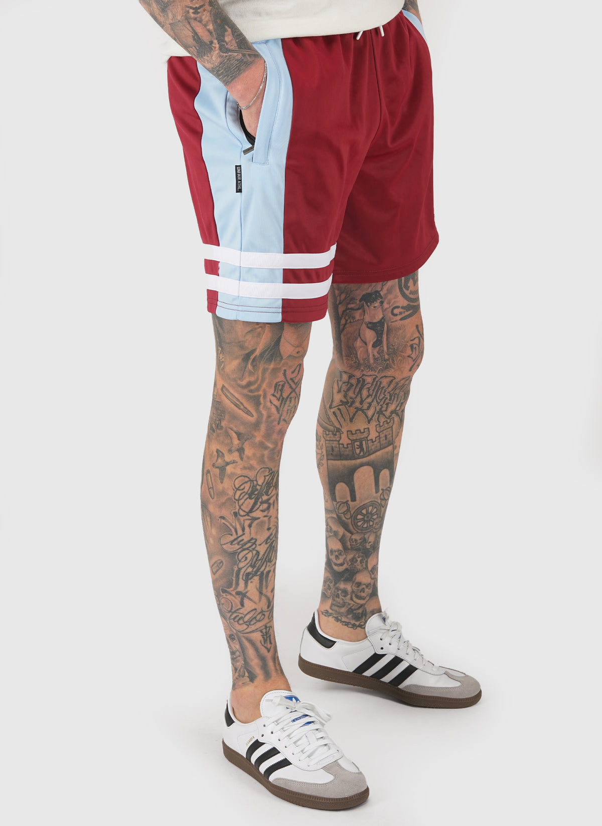 DMWU Athletic Shorts - Burgundy/Skyblue