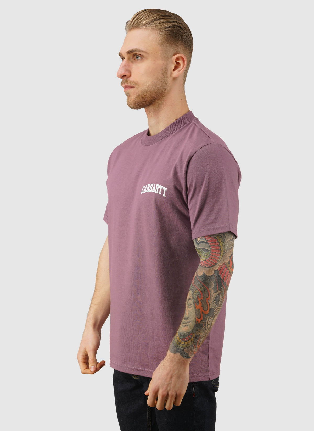 University Script T-Shirt - Phlox/White