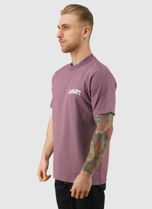 University Script T-Shirt - Phlox/White