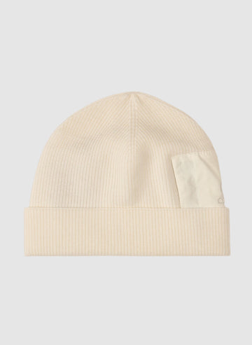 C.P. Merino Logo Beanie - Gauze White