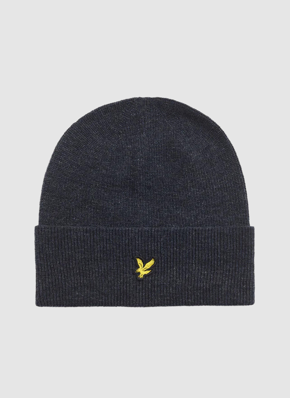 Lambswool Blend Ribbed Beanie - Dark Navy Marl