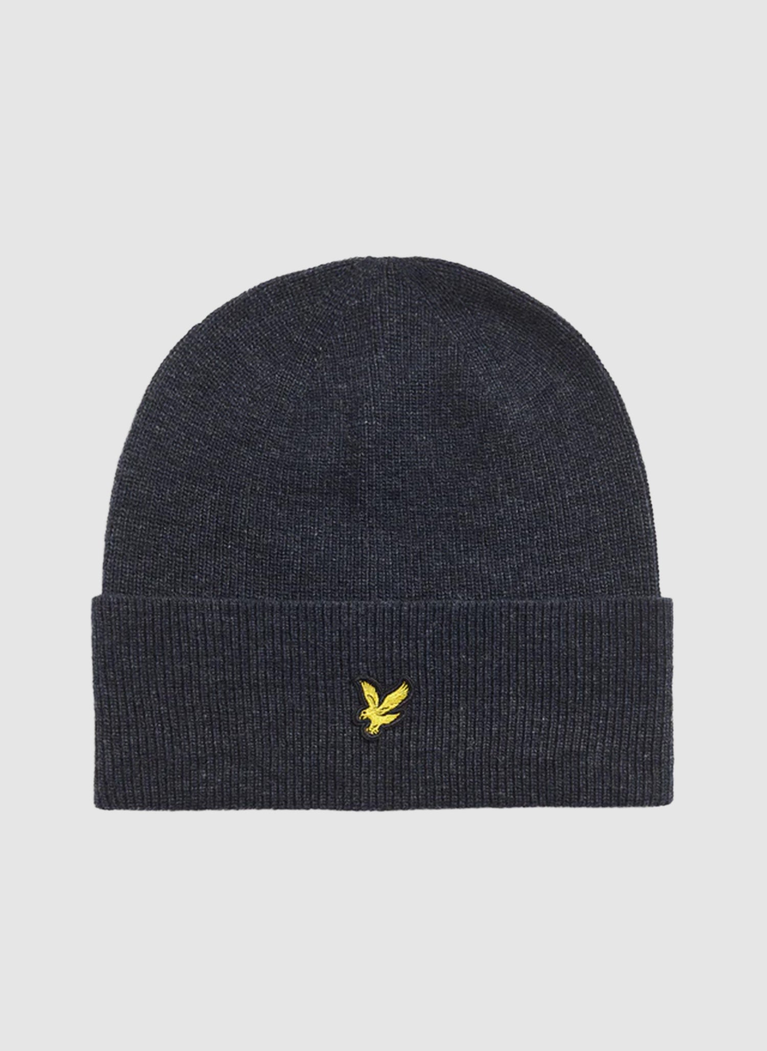 Lambswool Blend Ribbed Beanie - Dark Navy Marl