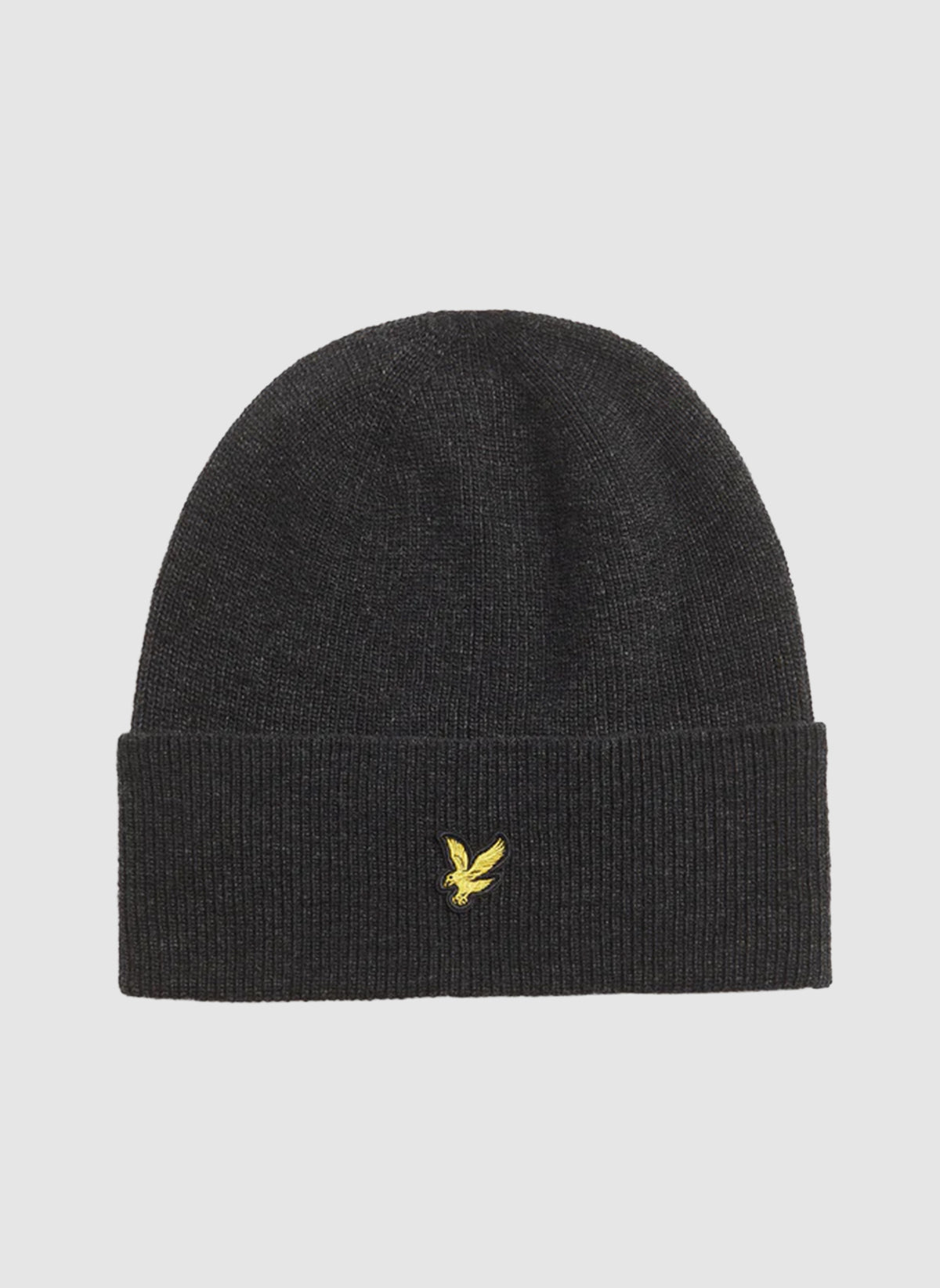 Lambswool Blend Ribbed Beanie - Jet Black Marl