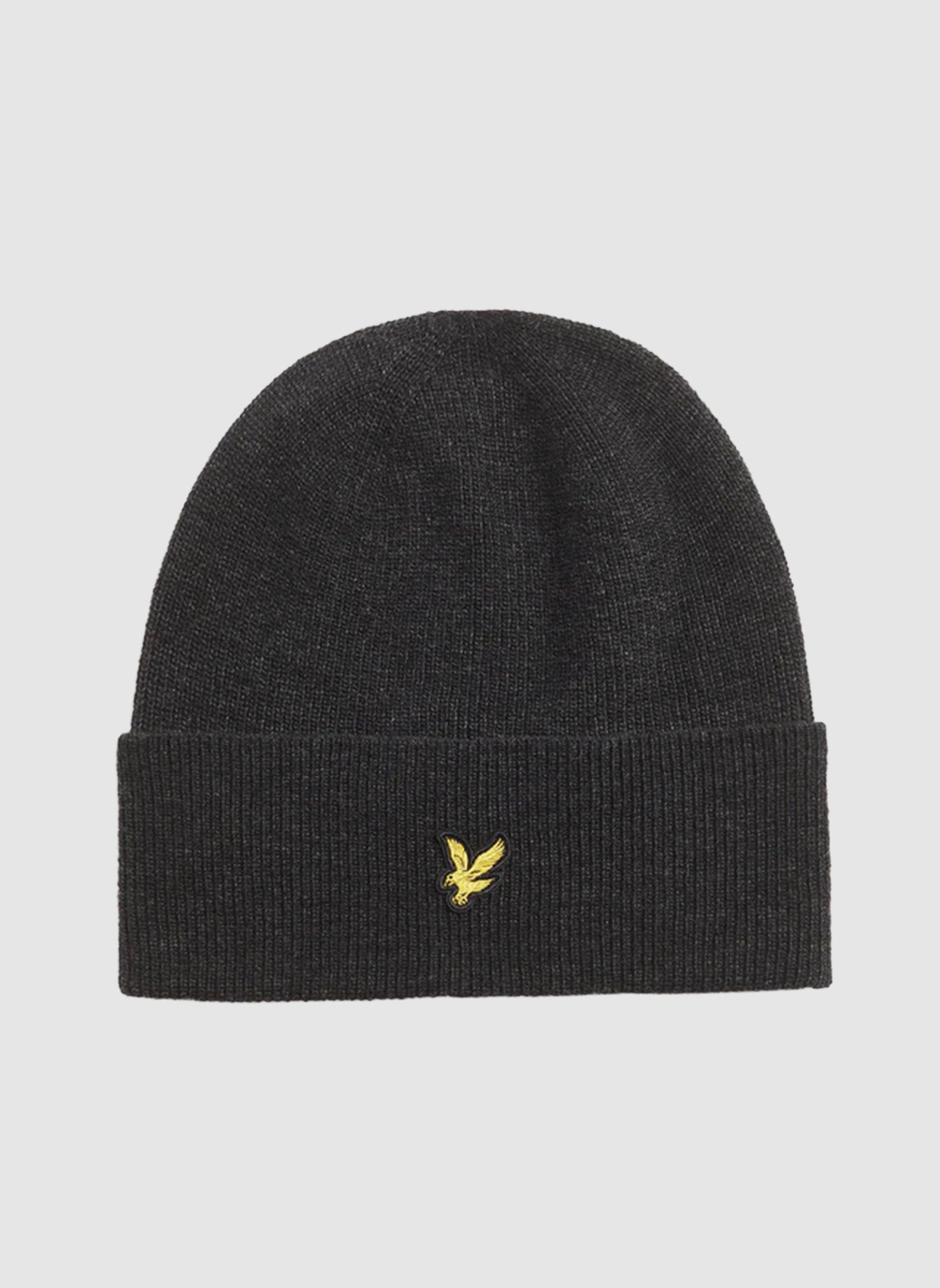 Lambswool Blend Ribbed Beanie - Jet Black Marl