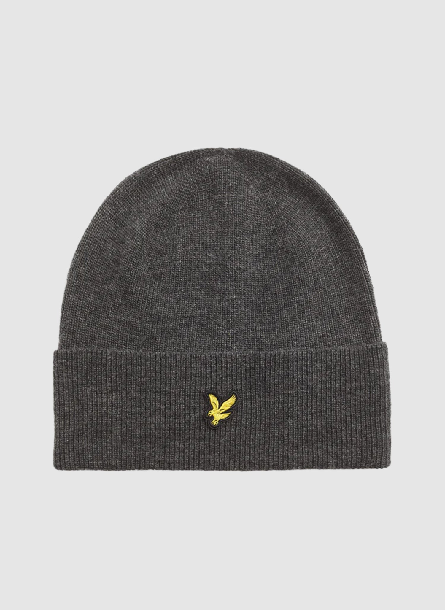 Lambswool Blend Ribbed Beanie - Charcoal Marl