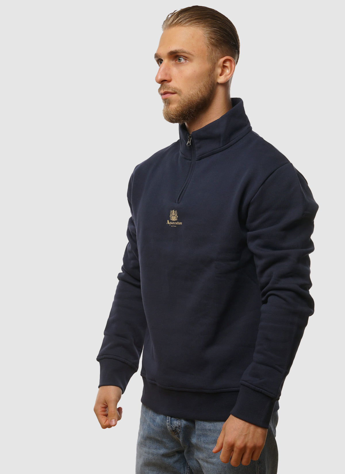 Centered Logo 1/4 Zip Fleece - Navy