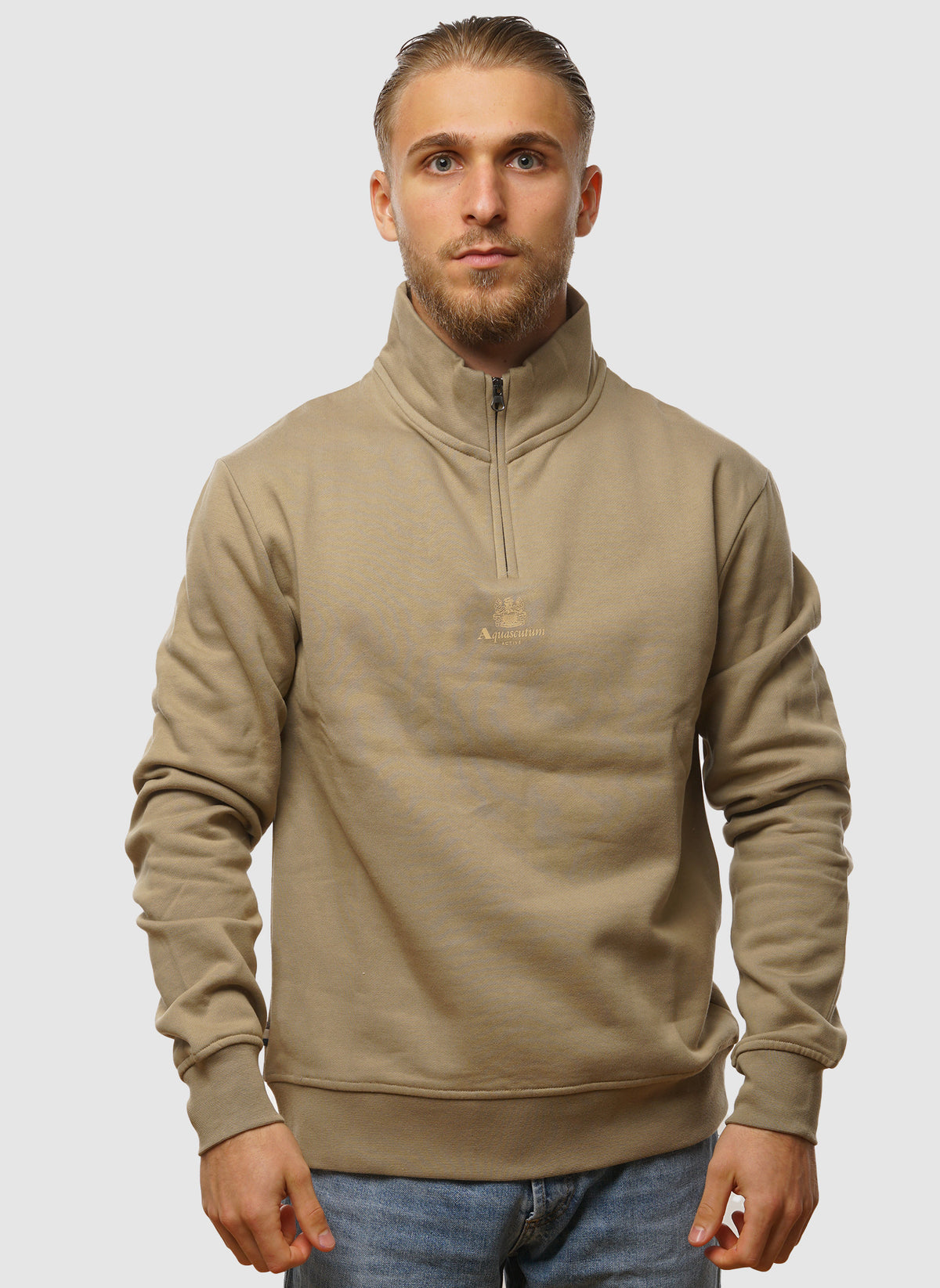 Centered Logo 1/4 Zip Fleece - Khaki
