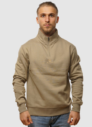 Centered Logo 1/4 Zip Fleece - Khaki
