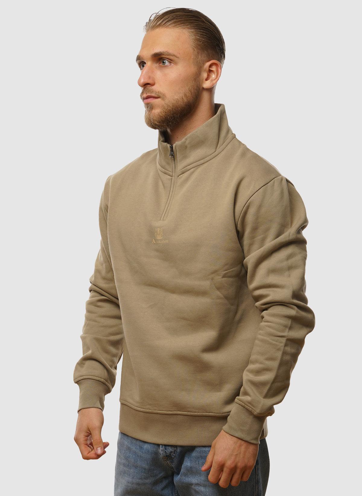 Centered Logo 1/4 Zip Fleece - Khaki