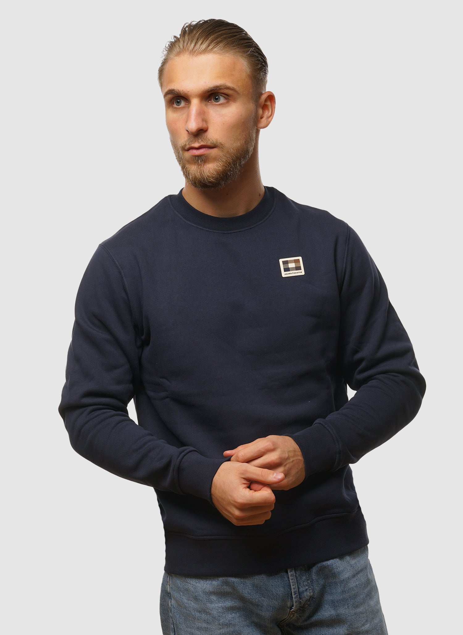 Rubber Patch Crewneck Fleece - Navy