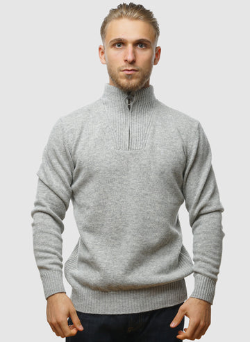 Essentials Wool Half Zip - Light Grey