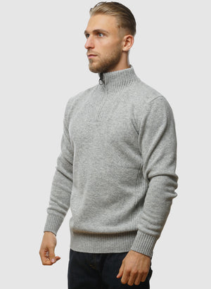 Essentials Wool Half Zip - Light Grey