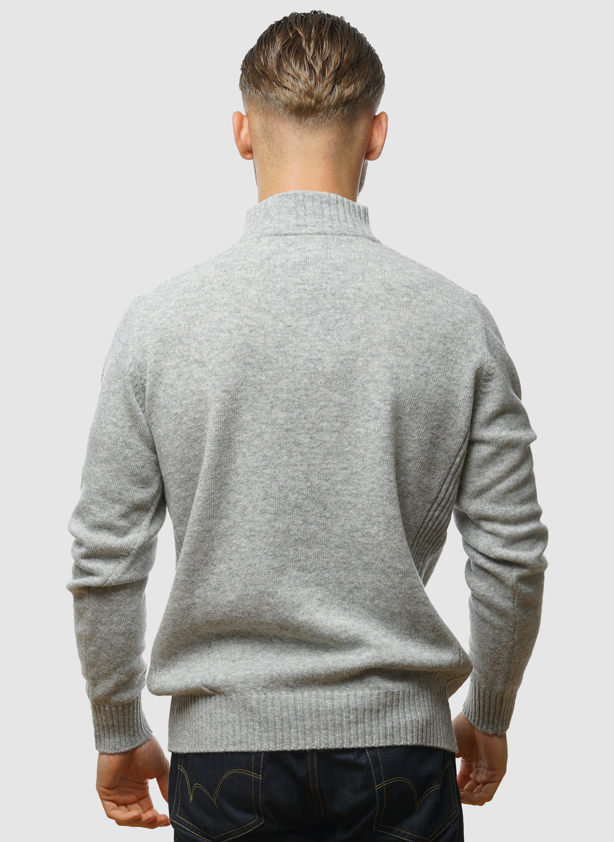 Essentials Wool Half Zip - Light Grey