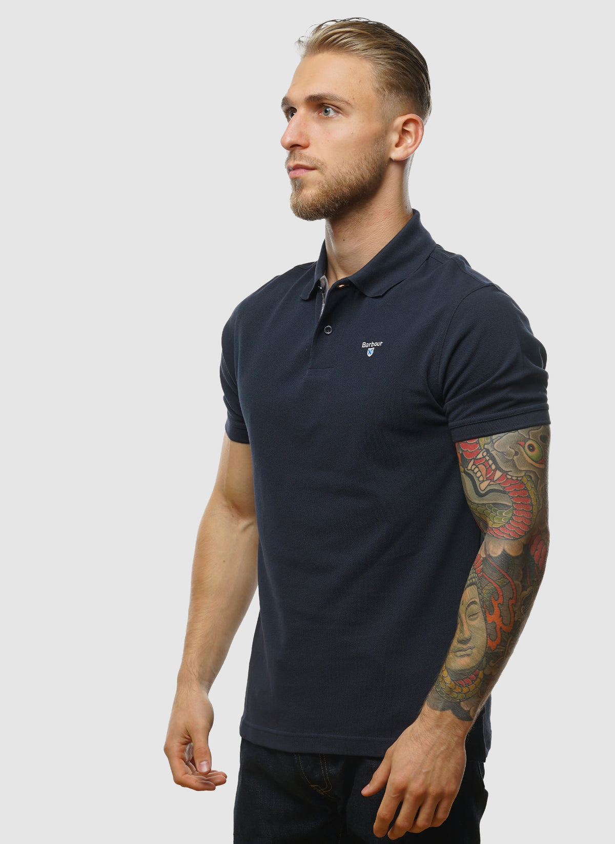 Tartan Pique Poloshirt - New Navy
