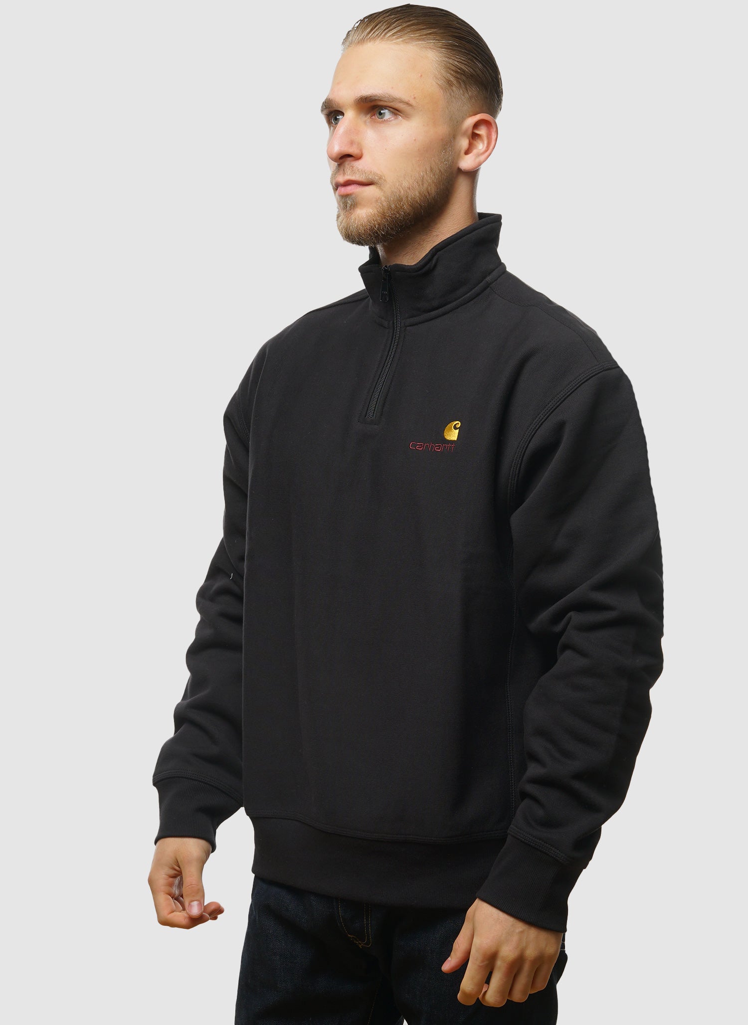 Half Zip American Script Sweatshirt - Black
