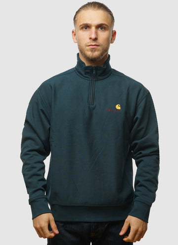 Half Zip American Script Sweatshirt - Deep Lagoon
