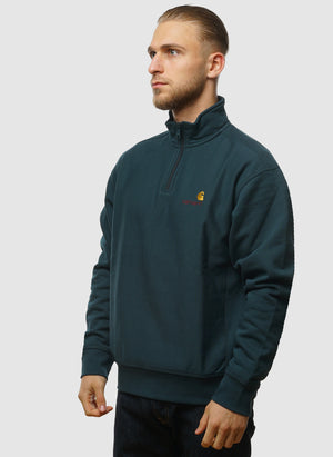 Half Zip American Script Sweatshirt - Deep Lagoon