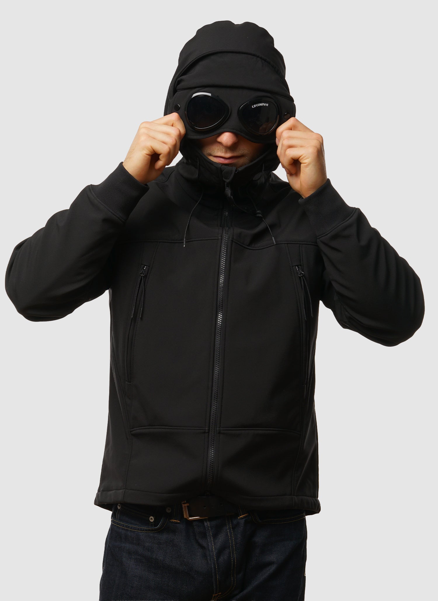 C.P. Shell-R Hooded Goggle Jacket - Black