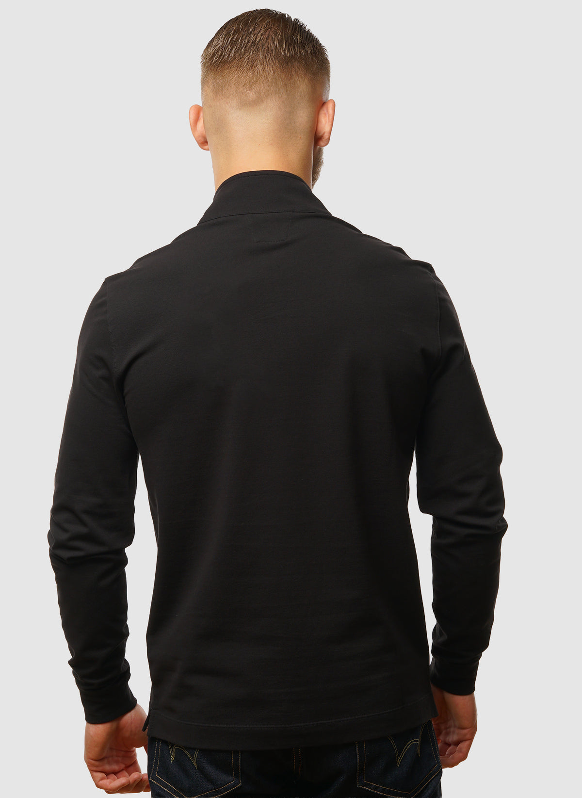 Stretch Piquet Half-Zip - Black