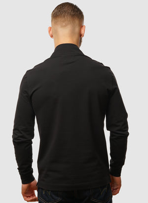 Stretch Piquet Half-Zip - Black