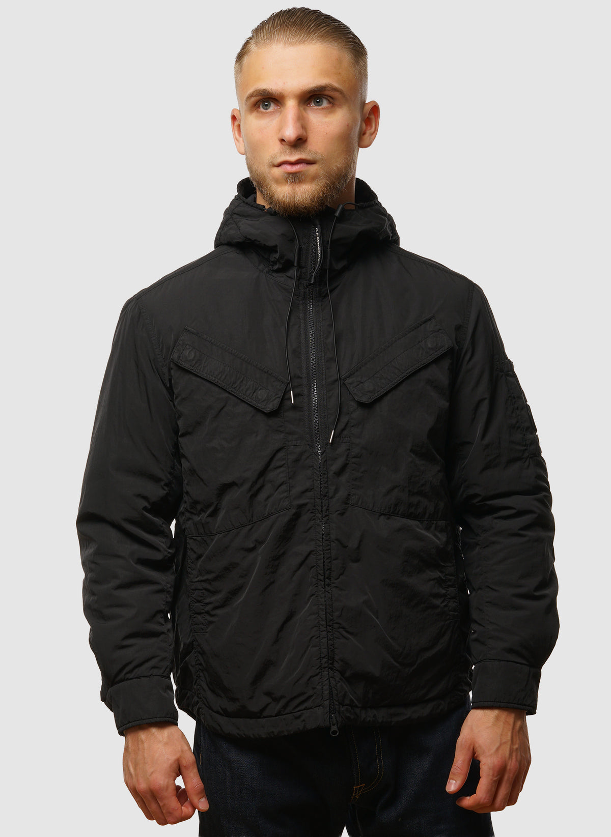Chrome-R Padded Lens Overshirt - Black
