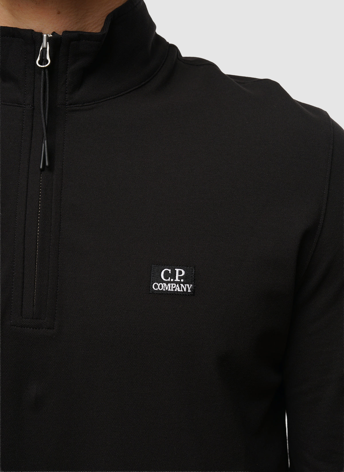 Stretch Piquet Half-Zip - Black