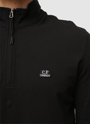Stretch Piquet Half-Zip - Black