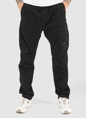 Stretch Sateen Lens Cargo Pants - Black