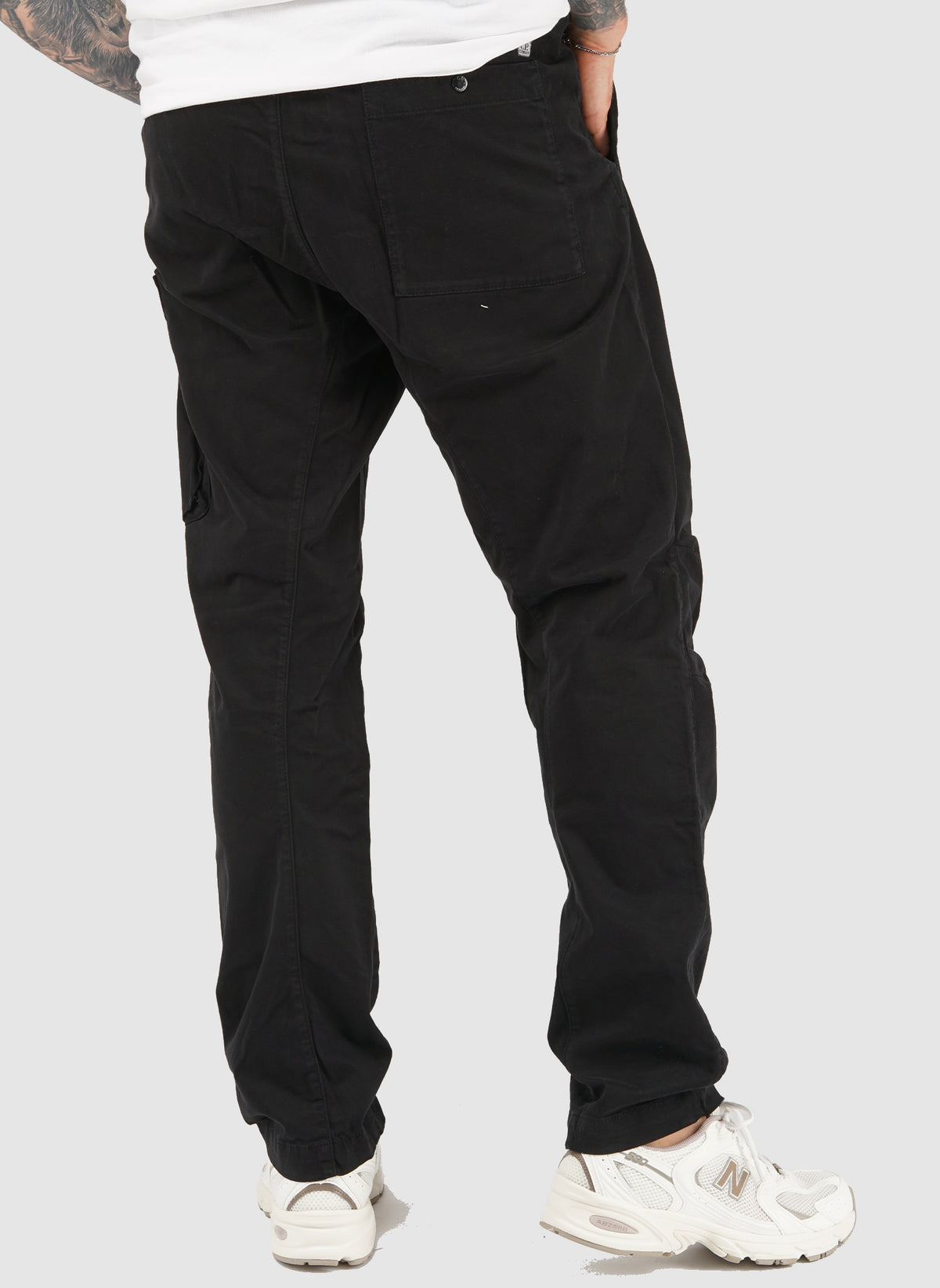 Stretch Sateen Lens Cargo Pants - Black